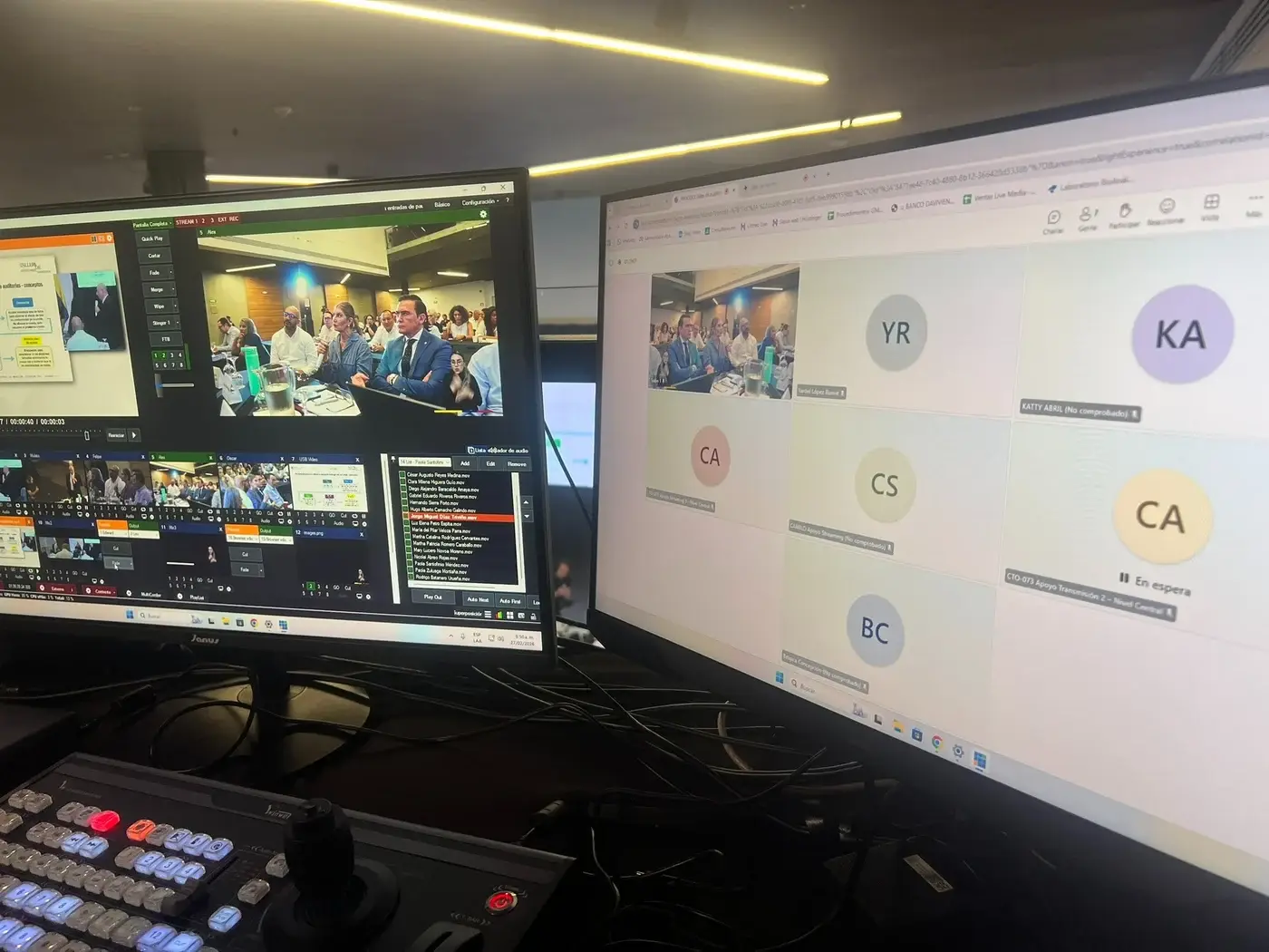 Switcher y sala virtual con invitados remotos