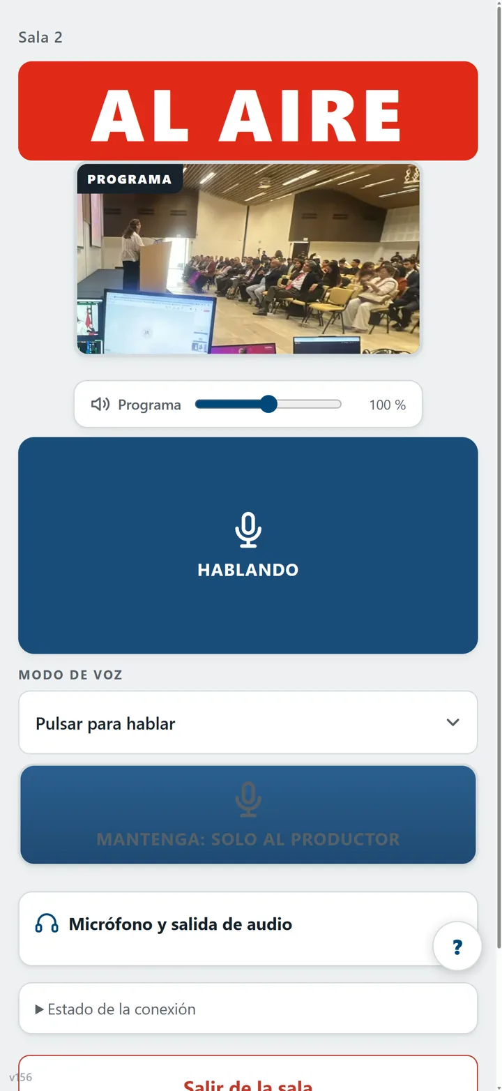 LiveCom en un iPhone: el camarógrafo ve quién habla y su luz de tally